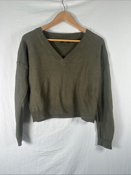Brave Soul Sweaters - Brave Soul Olive V-Neck Knit Sweater